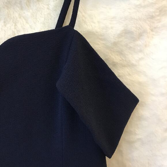 Storee Navy Blue Off-Shoulder Zip-Up Formal Dress - Picture 6 of 13